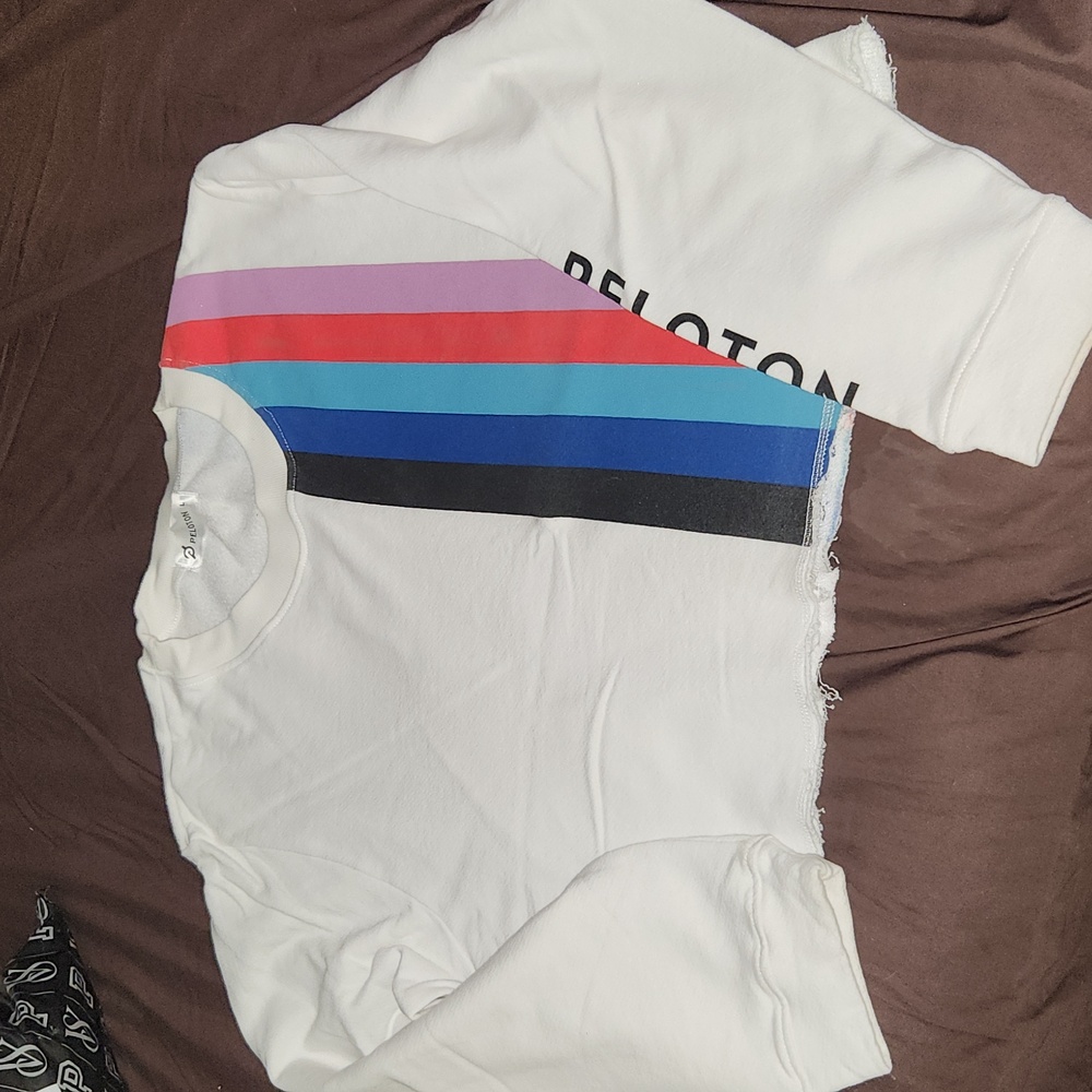 Peloton Large Stripe Cropped Sweatshirt. Vintage Pelo/Unicorn - Picture 1 of 2
